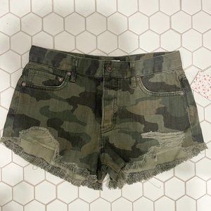 Freep People Camo Jean Shorts